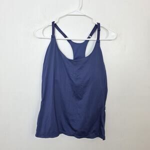 Fabletics Navy Blue Racerback Padded Built In Bra Athletic Tank Top Size Small